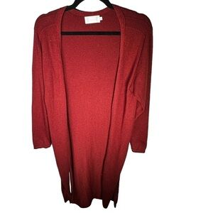 Knititude Long Line Open Cardigan Red Size Small